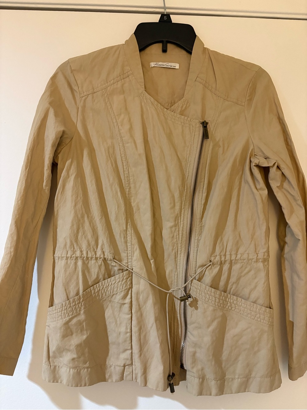 Light Beige Women’s Asymmetrical Zip Jacket